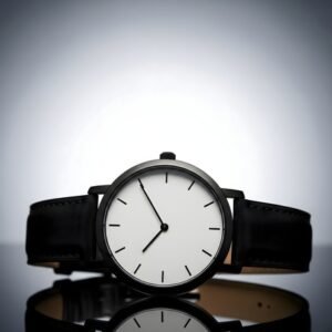 small vecteezy minimalist black leather watch on black background stock photo 70437178 small